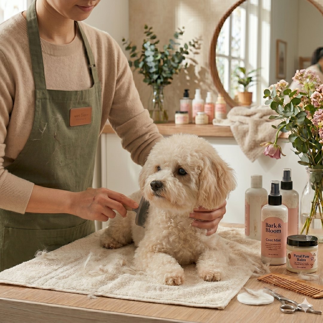 Calm dog grooming at JoJo Pet Care